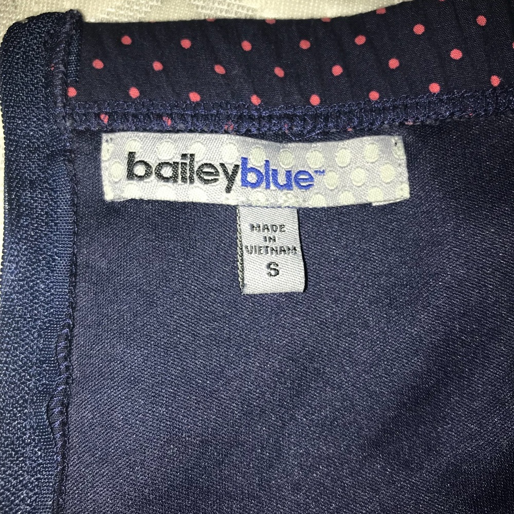 4 Bailey Blue blue pink polka dot strapless top T2 - Picture 3 of 4